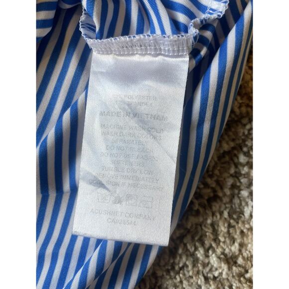 FootJoy FJ Golf Polo Shirt Blue White Stripe Stretch The Plantation Men's Size L - Picture 10 of 10